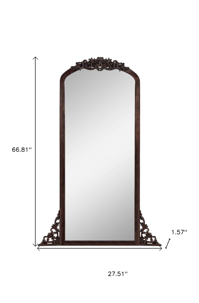 67" Black Solid Wood Framed Full Length Mirror