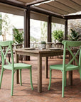 Set of Two Green Heavy Duty Plastic Outdoor Stacking Dining Chairs