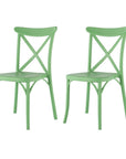 Set of Two Green Heavy Duty Plastic Outdoor Stacking Dining Chairs