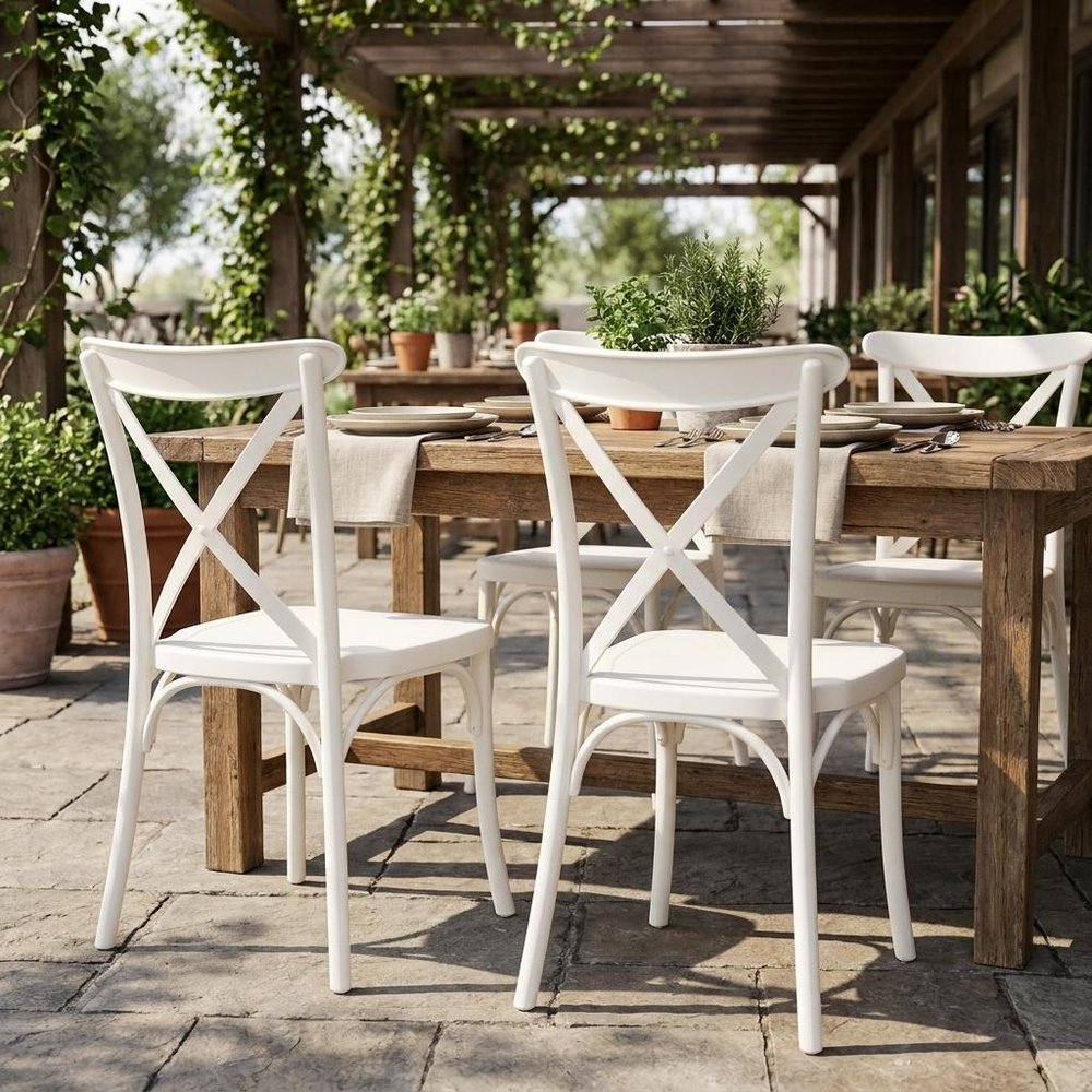 Set of Two Green Heavy Duty Plastic Outdoor Stacking Dining Chairs