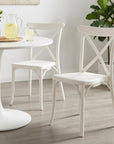 Set of Two Green Heavy Duty Plastic Outdoor Stacking Dining Chairs