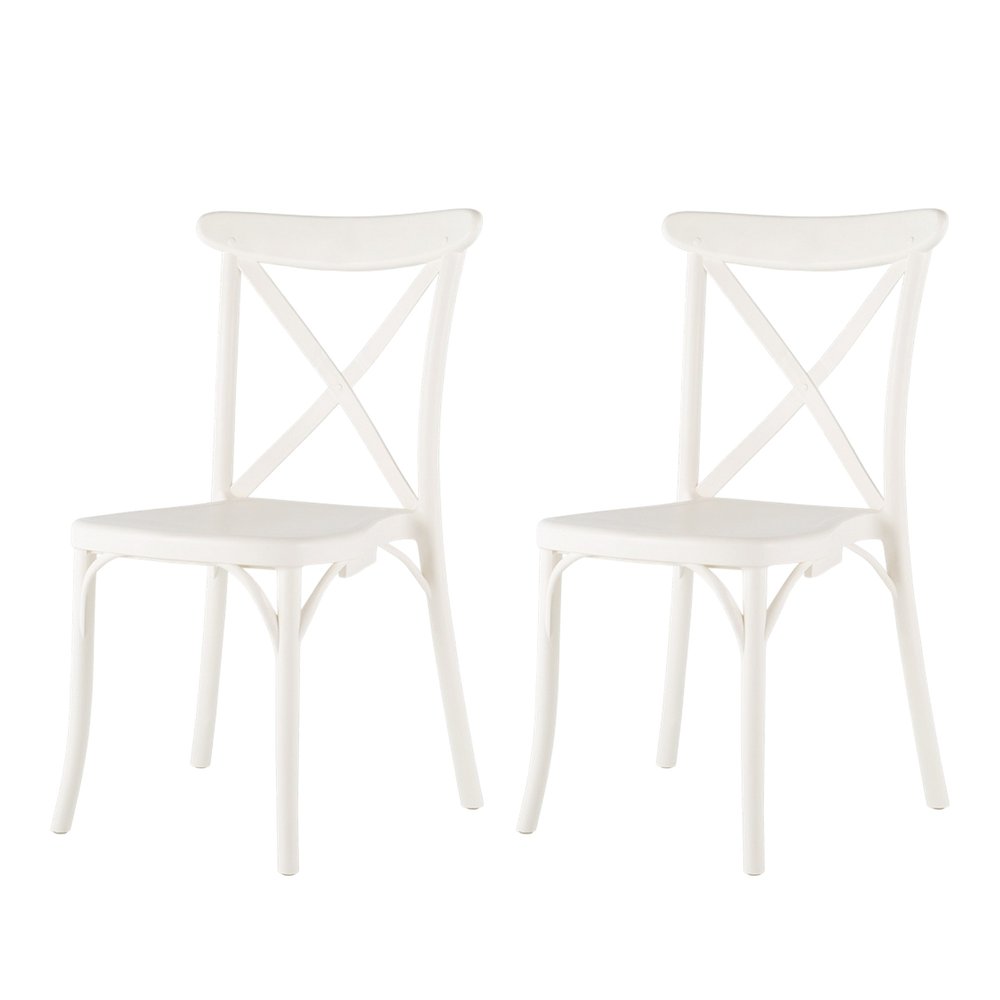 Set of Two Green Heavy Duty Plastic Outdoor Stacking Dining Chairs