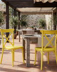 Set of Two Green Heavy Duty Plastic Outdoor Stacking Dining Chairs