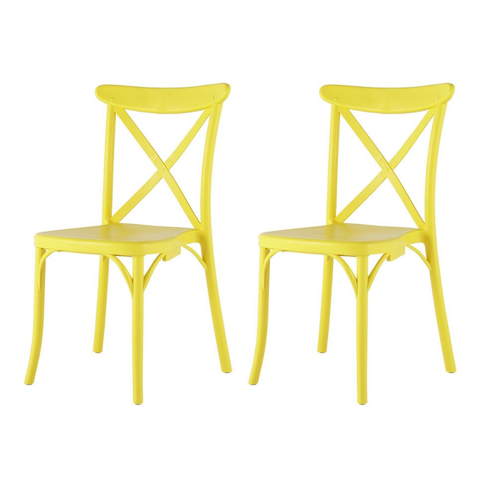 Set of Two Green Heavy Duty Plastic Outdoor Stacking Dining Chairs