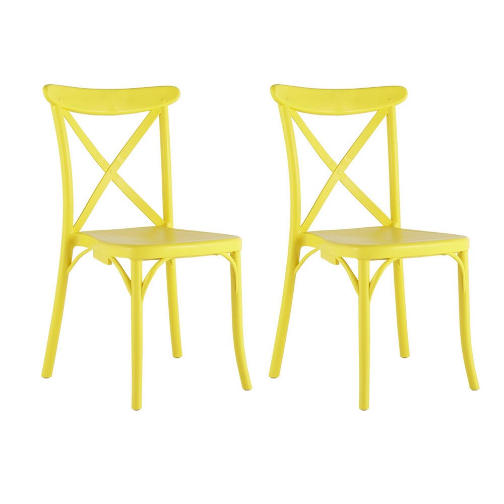 Set of Two Green Heavy Duty Plastic Outdoor Stacking Dining Chairs
