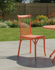 Set of Two Salmon Heavy Duty Plastic Outdoor Stacking Dining Chairs