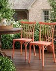 Set of Two Salmon Heavy Duty Plastic Outdoor Stacking Dining Chairs