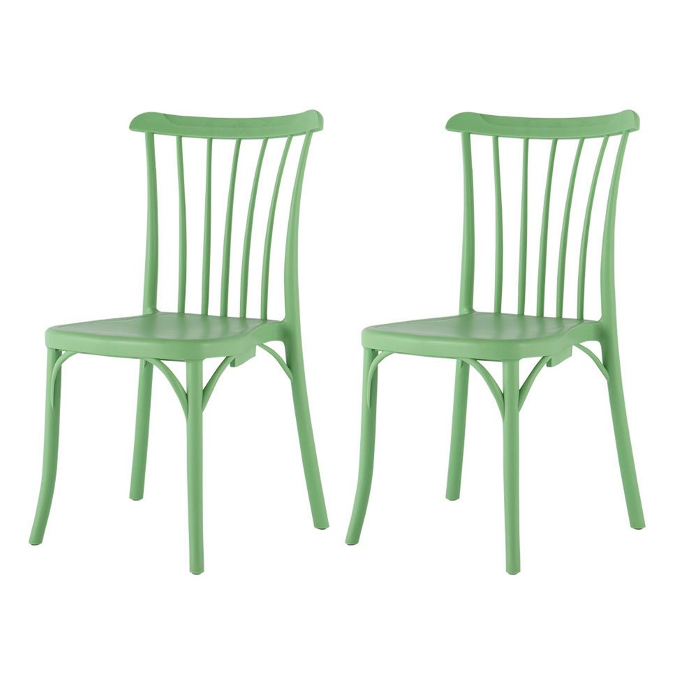 Set of Two Salmon Heavy Duty Plastic Outdoor Stacking Dining Chairs