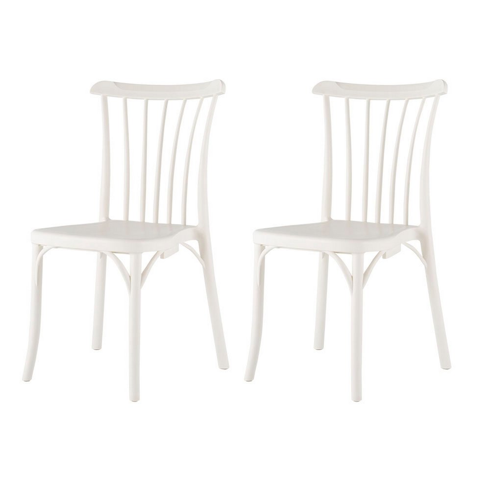Set of Two Salmon Heavy Duty Plastic Outdoor Stacking Dining Chairs