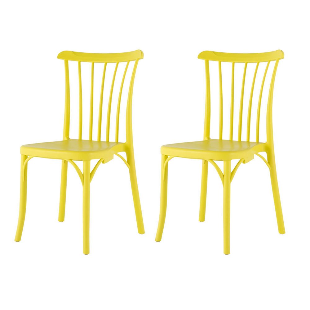 Set of Two Salmon Heavy Duty Plastic Outdoor Stacking Dining Chairs
