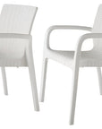 Set of Two Black Faux Rattan Heavy Duty Plastic Outdoor Stacking Arm Chairs