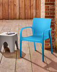 Set of Two Blue Heavy Duty Plastic Outdoor Stacking Dining Chairs