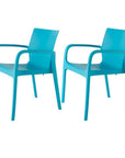 Set of Two Blue Heavy Duty Plastic Outdoor Stacking Dining Chairs