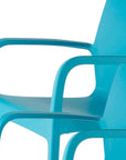 Set of Two Blue Heavy Duty Plastic Outdoor Stacking Dining Chairs