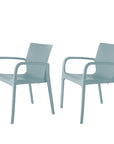 Set of Two Baby Blue Heavy Duty Plastic Outdoor Stacking Dining Chairs