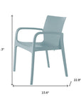 Set of Two Baby Blue Heavy Duty Plastic Outdoor Stacking Dining Chairs