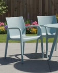 Set of Two Baby Blue Heavy Duty Plastic Outdoor Stacking Dining Chairs