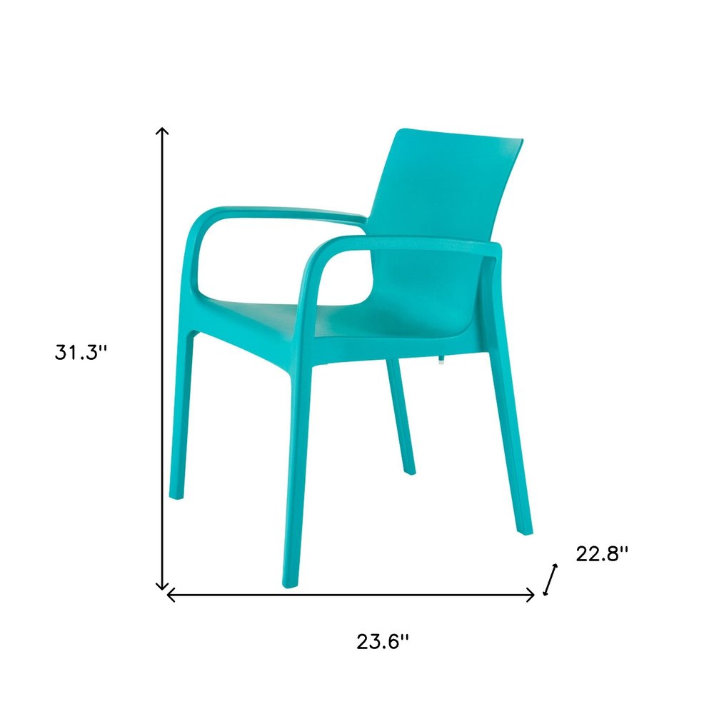 Set of Two Baby Blue Heavy Duty Plastic Outdoor Stacking Dining Chairs