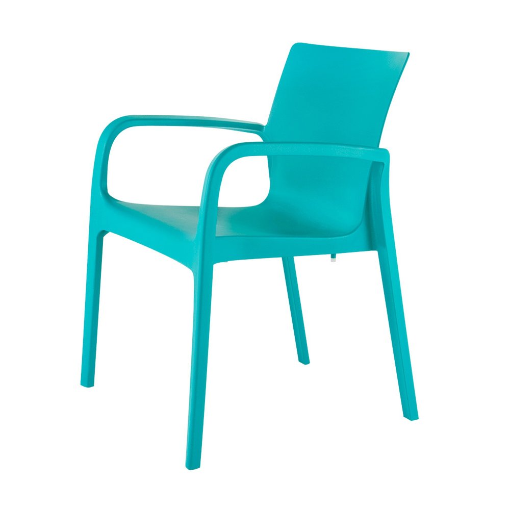 Set of Two Baby Blue Heavy Duty Plastic Outdoor Stacking Dining Chairs