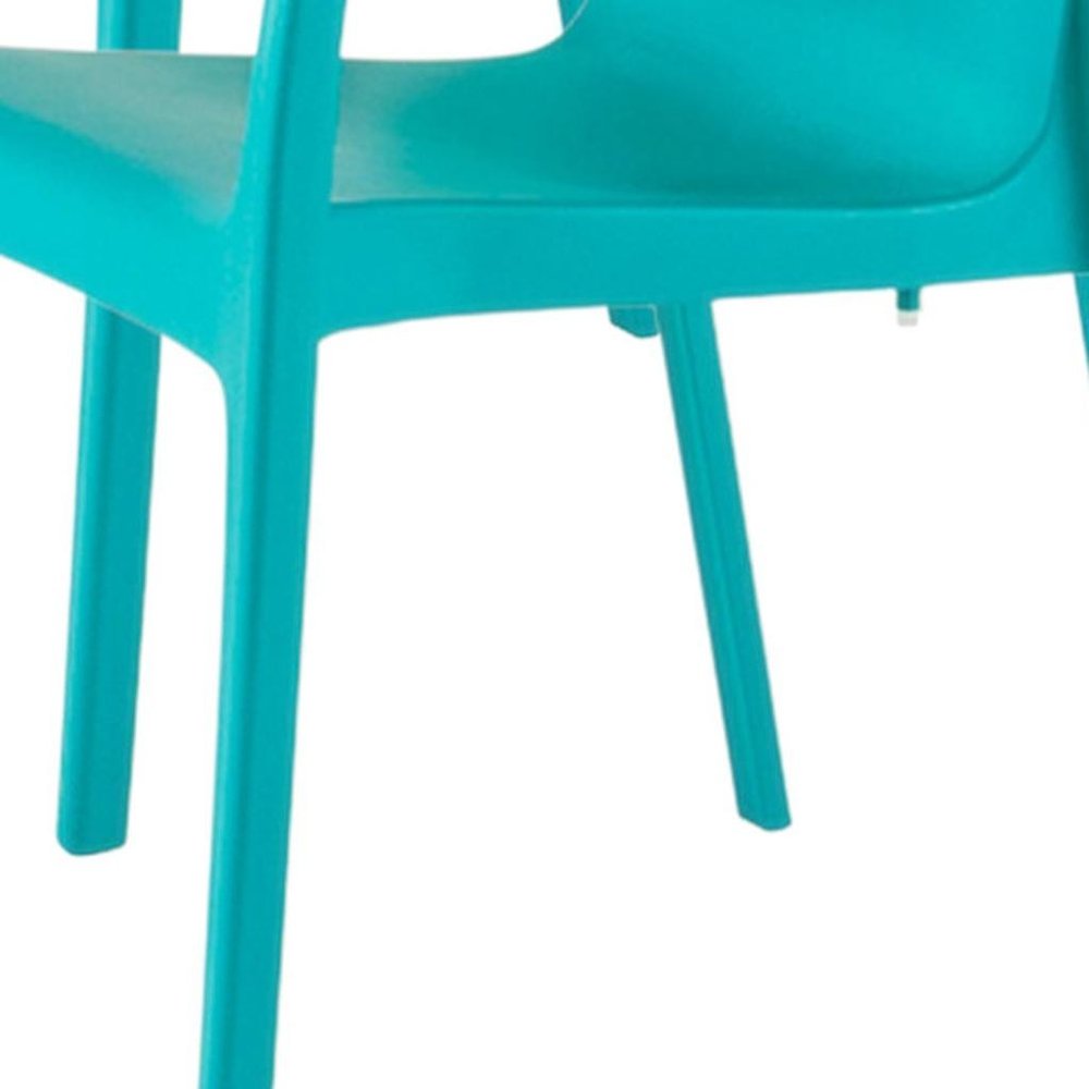 Set of Two Baby Blue Heavy Duty Plastic Outdoor Stacking Dining Chairs