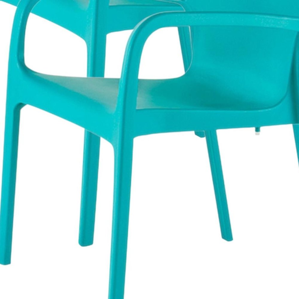 Set of Two Baby Blue Heavy Duty Plastic Outdoor Stacking Dining Chairs