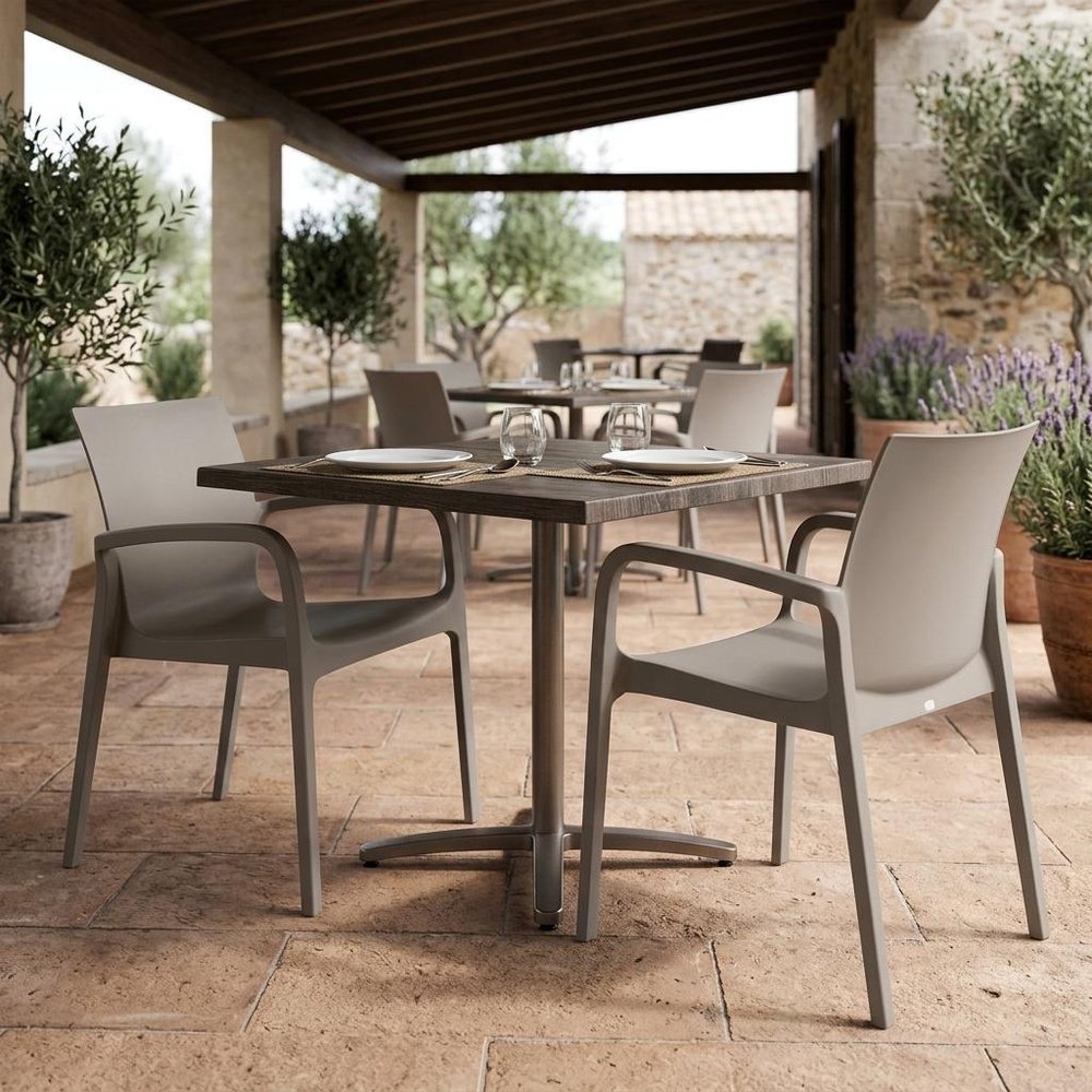 Set of Two Baby Blue Heavy Duty Plastic Outdoor Stacking Dining Chairs