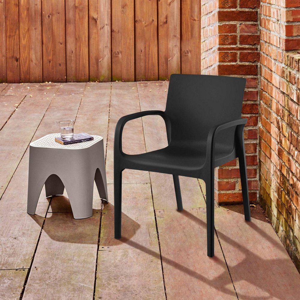 Set of Two Baby Blue Heavy Duty Plastic Outdoor Stacking Dining Chairs