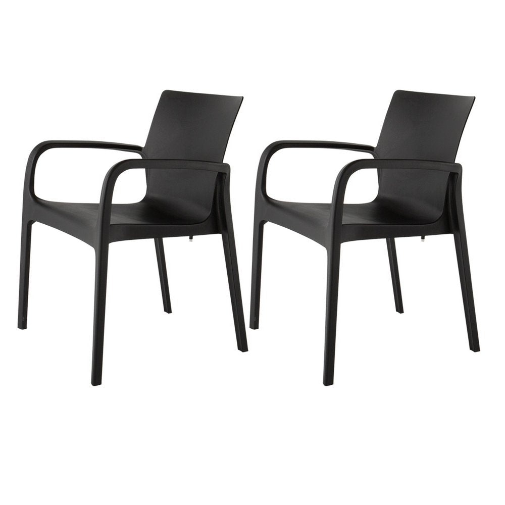 Set of Two Baby Blue Heavy Duty Plastic Outdoor Stacking Dining Chairs
