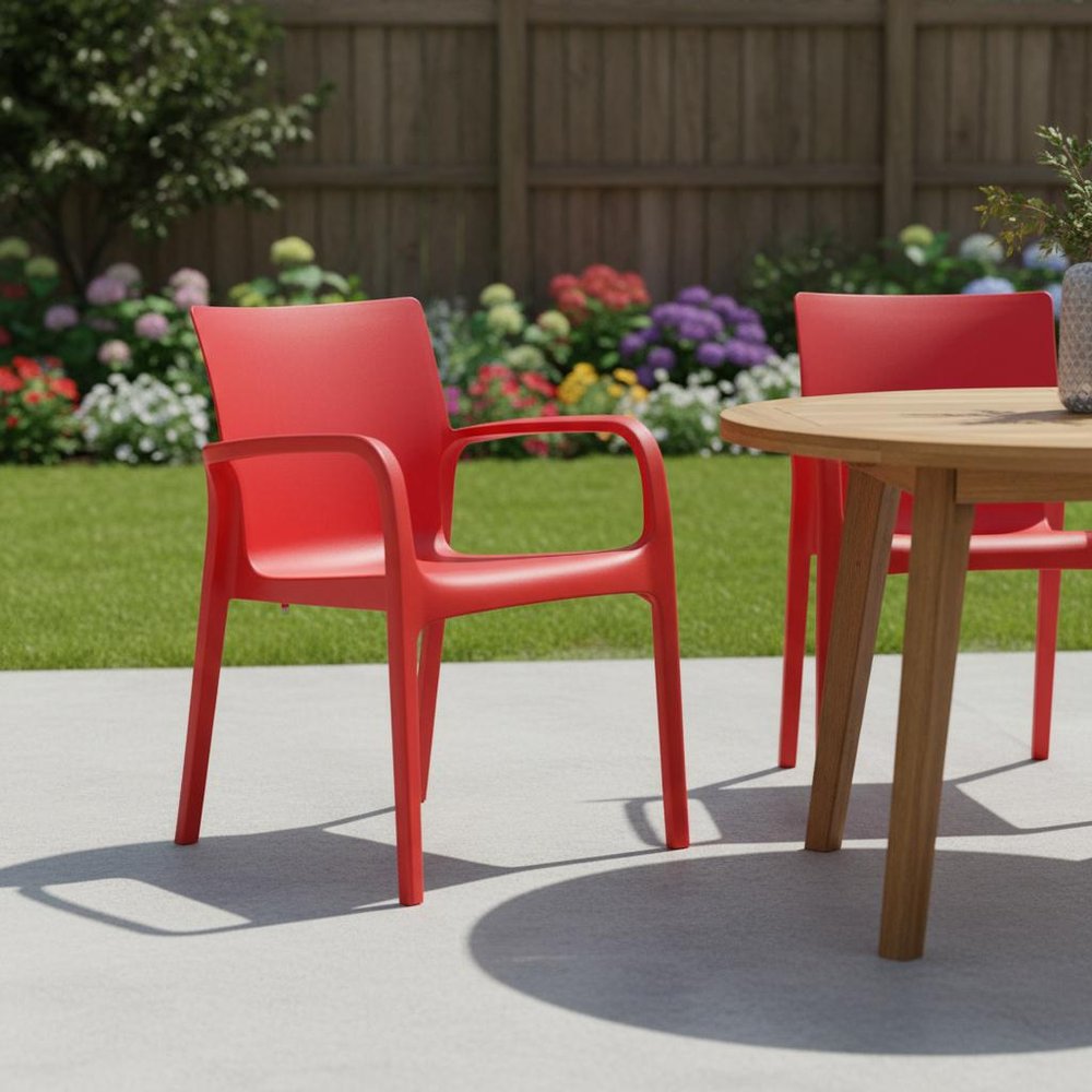 Set of Two Baby Blue Heavy Duty Plastic Outdoor Stacking Dining Chairs