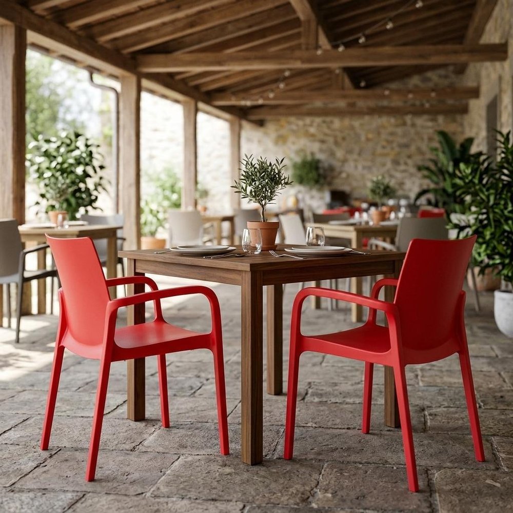 Set of Two Baby Blue Heavy Duty Plastic Outdoor Stacking Dining Chairs