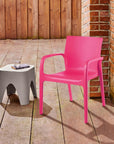 Set of Two Baby Blue Heavy Duty Plastic Outdoor Stacking Dining Chairs