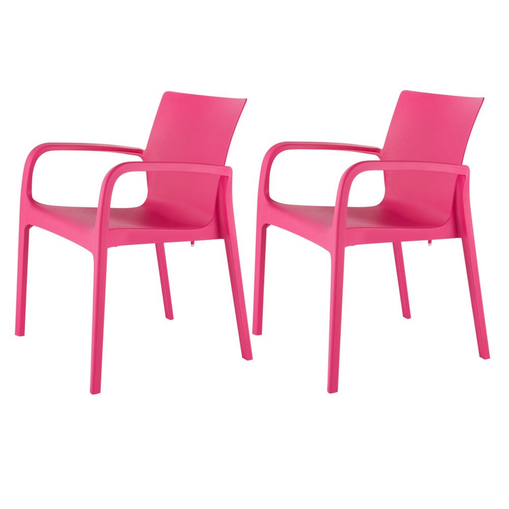 Set of Two Baby Blue Heavy Duty Plastic Outdoor Stacking Dining Chairs