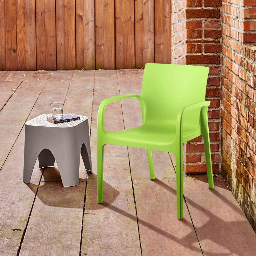 Set of Two Baby Blue Heavy Duty Plastic Outdoor Stacking Dining Chairs