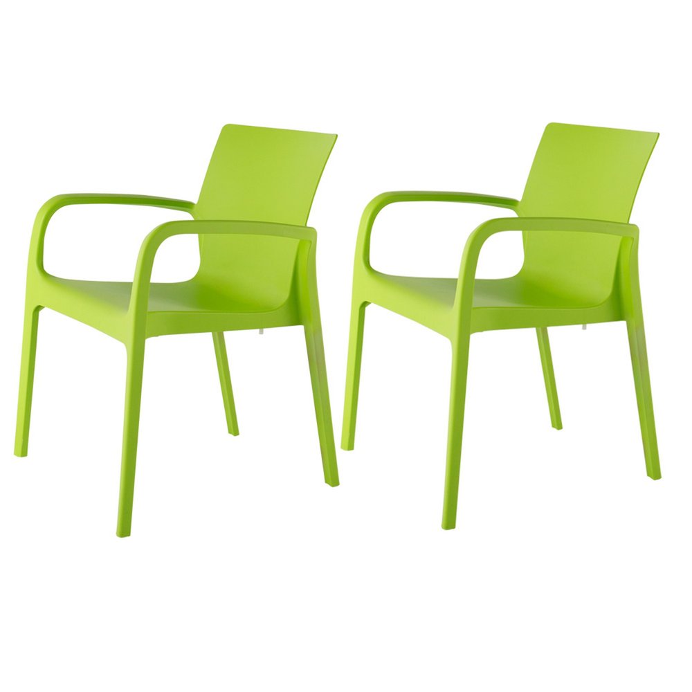 Set of Two Baby Blue Heavy Duty Plastic Outdoor Stacking Dining Chairs
