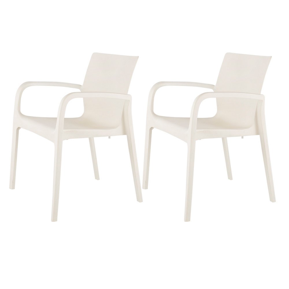 Set of Two Baby Blue Heavy Duty Plastic Outdoor Stacking Dining Chairs