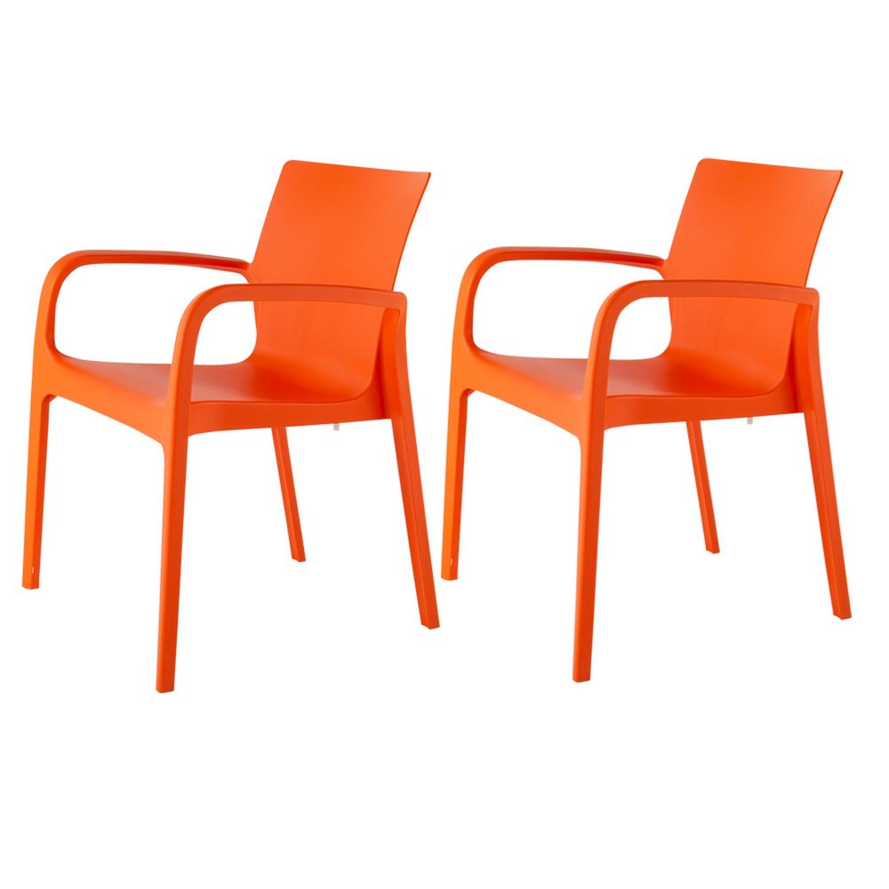 Set of Two Baby Blue Heavy Duty Plastic Outdoor Stacking Dining Chairs