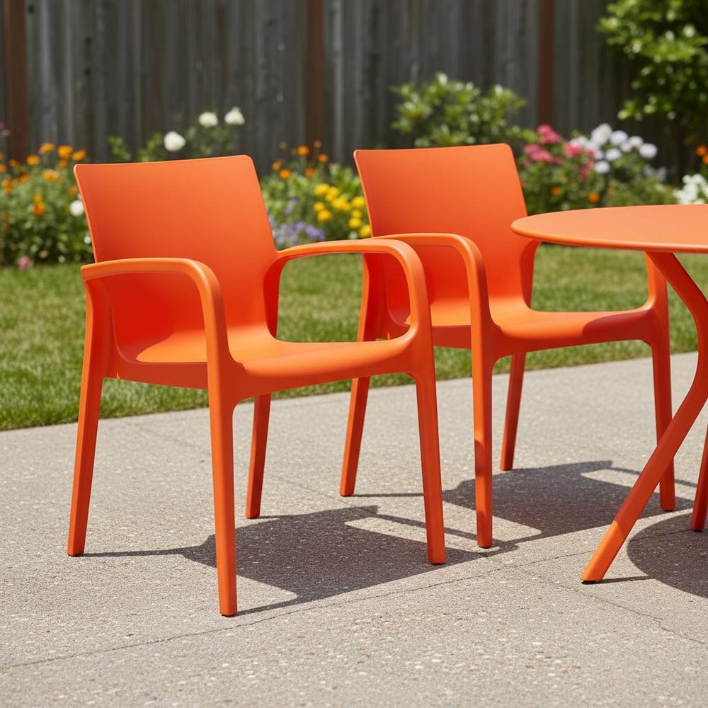 Set of Two Baby Blue Heavy Duty Plastic Outdoor Stacking Dining Chairs