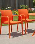 Set of Two Baby Blue Heavy Duty Plastic Outdoor Stacking Dining Chairs