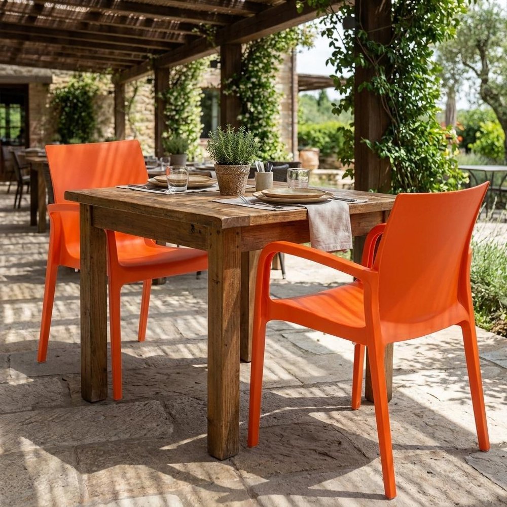 Set of Two Baby Blue Heavy Duty Plastic Outdoor Stacking Dining Chairs