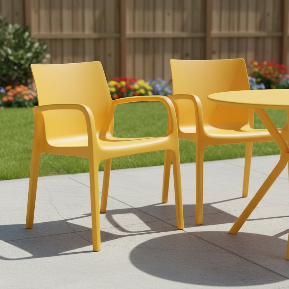 Set of Two Baby Blue Heavy Duty Plastic Outdoor Stacking Dining Chairs