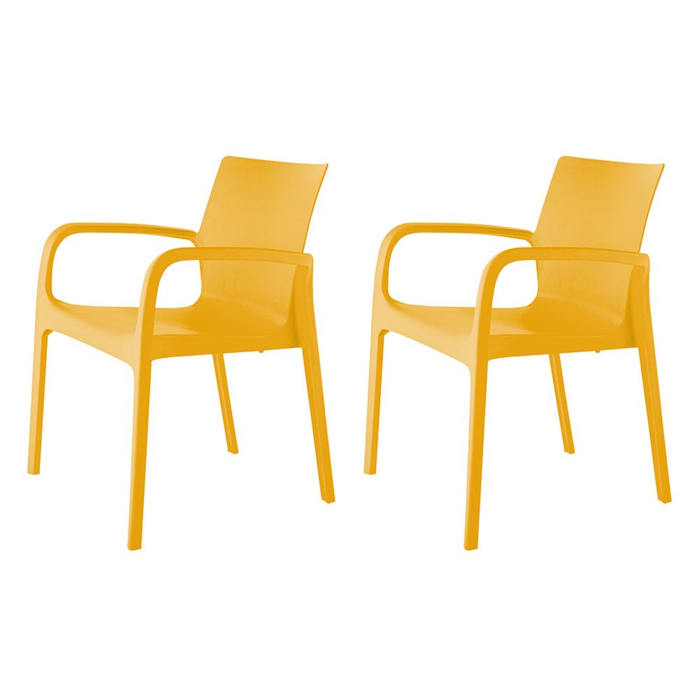 Set of Two Baby Blue Heavy Duty Plastic Outdoor Stacking Dining Chairs