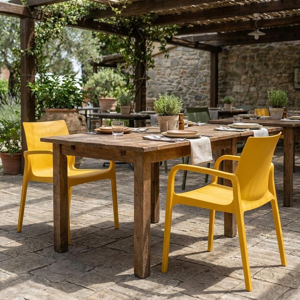 Set of Two Baby Blue Heavy Duty Plastic Outdoor Stacking Dining Chairs