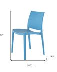 Set of Four Blue Heavy Duty Plastic Outdoor Stacking Dining Chairs