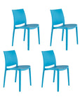 Set of Four Blue Heavy Duty Plastic Outdoor Stacking Dining Chairs