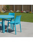 Set of Four Blue Heavy Duty Plastic Outdoor Stacking Dining Chairs