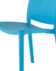 Set of Four Blue Heavy Duty Plastic Outdoor Stacking Dining Chairs