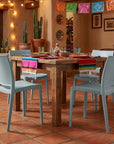 Set of Four Blue Heavy Duty Plastic Outdoor Stacking Dining Chairs