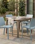 Set of Four Blue Heavy Duty Plastic Outdoor Stacking Dining Chairs