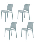Set of Four Blue Heavy Duty Plastic Outdoor Stacking Dining Chairs