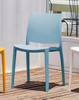 Set of Four Blue Heavy Duty Plastic Outdoor Stacking Dining Chairs
